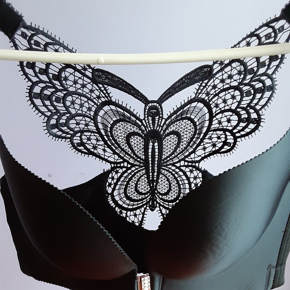 Butterfly Embroidery Front Closure Bra - Picture 4 of 5